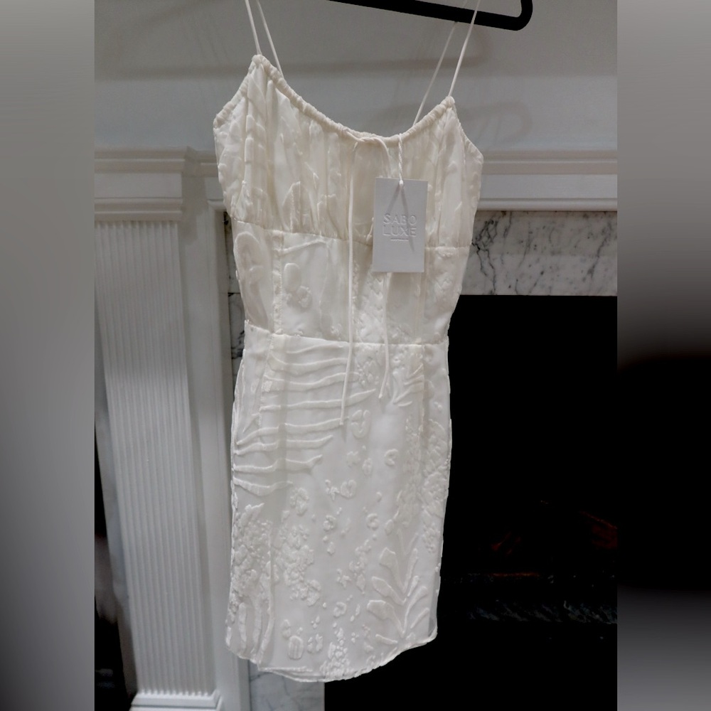 Sabo Skirt, Luxe white mini bridal dress, new with tags